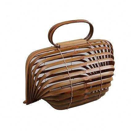 NEW Beach Bags Women Large Straw Bag Summer Hollow Out Tote Bamboo Handbags Big Travel Clutch brown  | Amazon (US)
