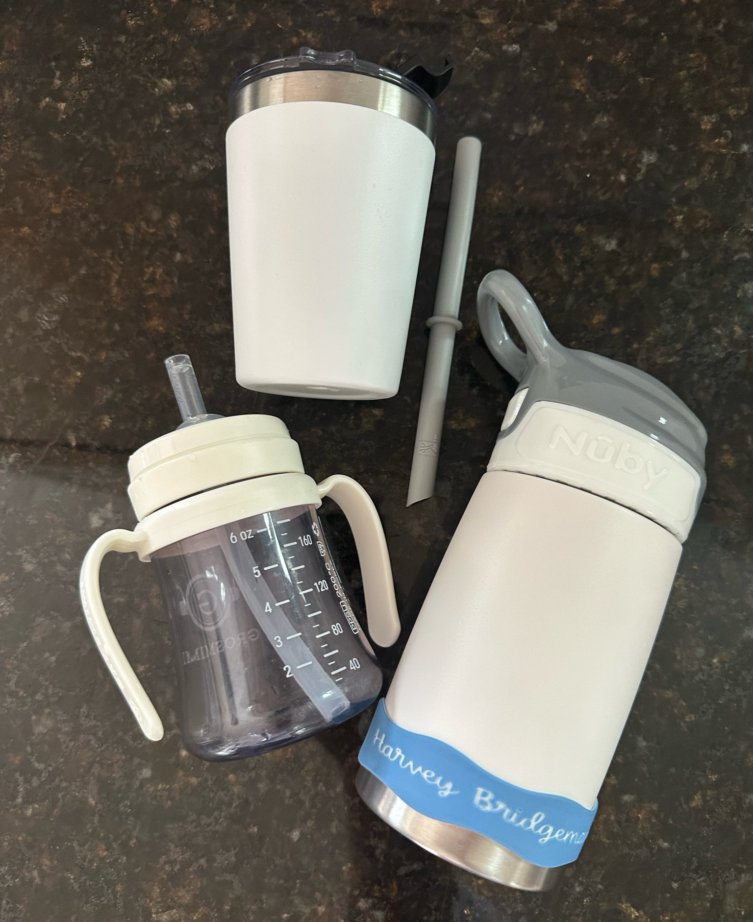 our fav cups! 

a few things to note: this water bottle is hard to open but doesn’t leak! The smoothie tumbler leaks w the straw it comes with and that straw pulls out very easily, but I’ve linked the straws that do not pull out. I had to cut a tiny bit off of it. 

For the name bands, we did color lullaby blue with love letter font! 

#LTKbump #LTKkids