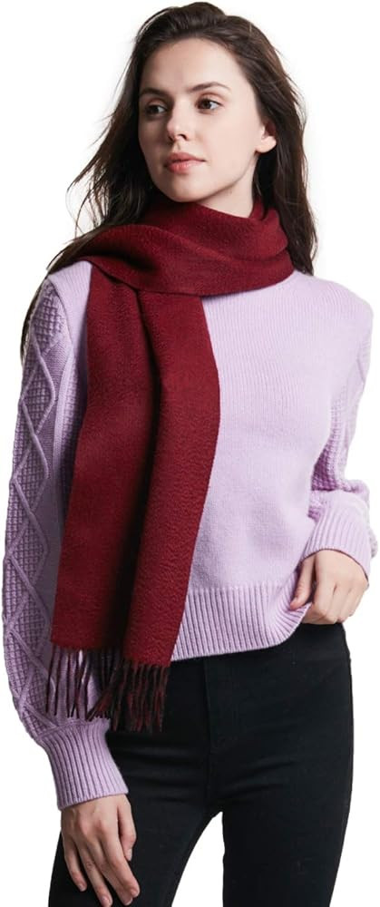 EURKEA 100% Cashmere 2025 Winter Scarf for Women Fringed Edges Warm & Soft Lightweight Solid/Plai... | Amazon (US)
