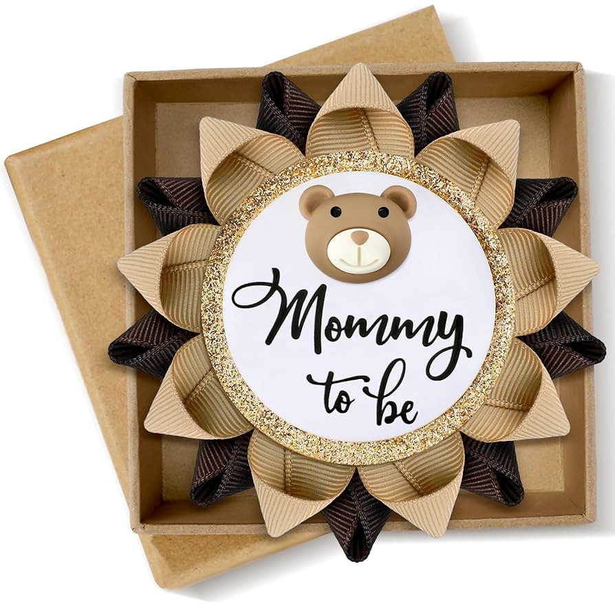 Mom to Be Pin Bear Baby Shower Decorations Gender Reveal Cartoon Bear Badge Button Pin with Gift ... | Amazon (US)