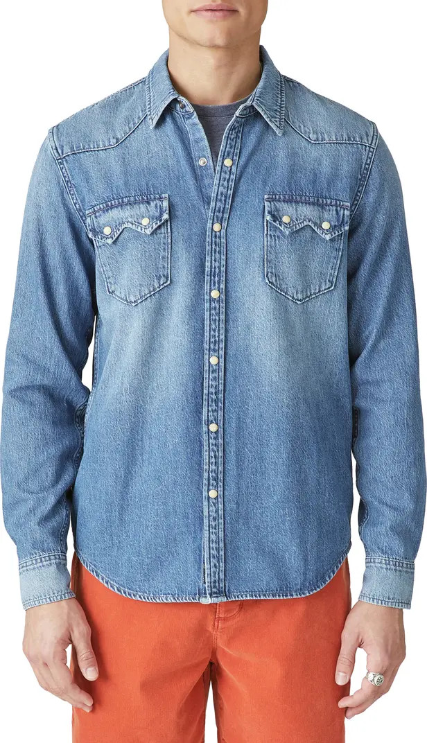 Lucky Brand Sawtooth Denim Snap-Up Western Shirt | Nordstrom | Nordstrom