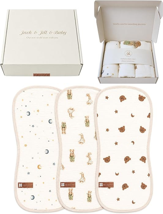Jack & Jill & Baby Muslin Burp Cloths, 100% Cotton Muslin, 6-Layer Soft & Absorbent Baby Burp Clo... | Amazon (US)