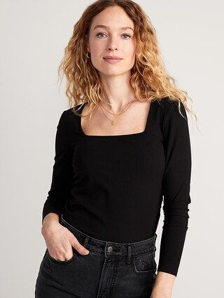 Luxe Cropped Rib-Knit Shirred Top for Women | Old Navy (US)