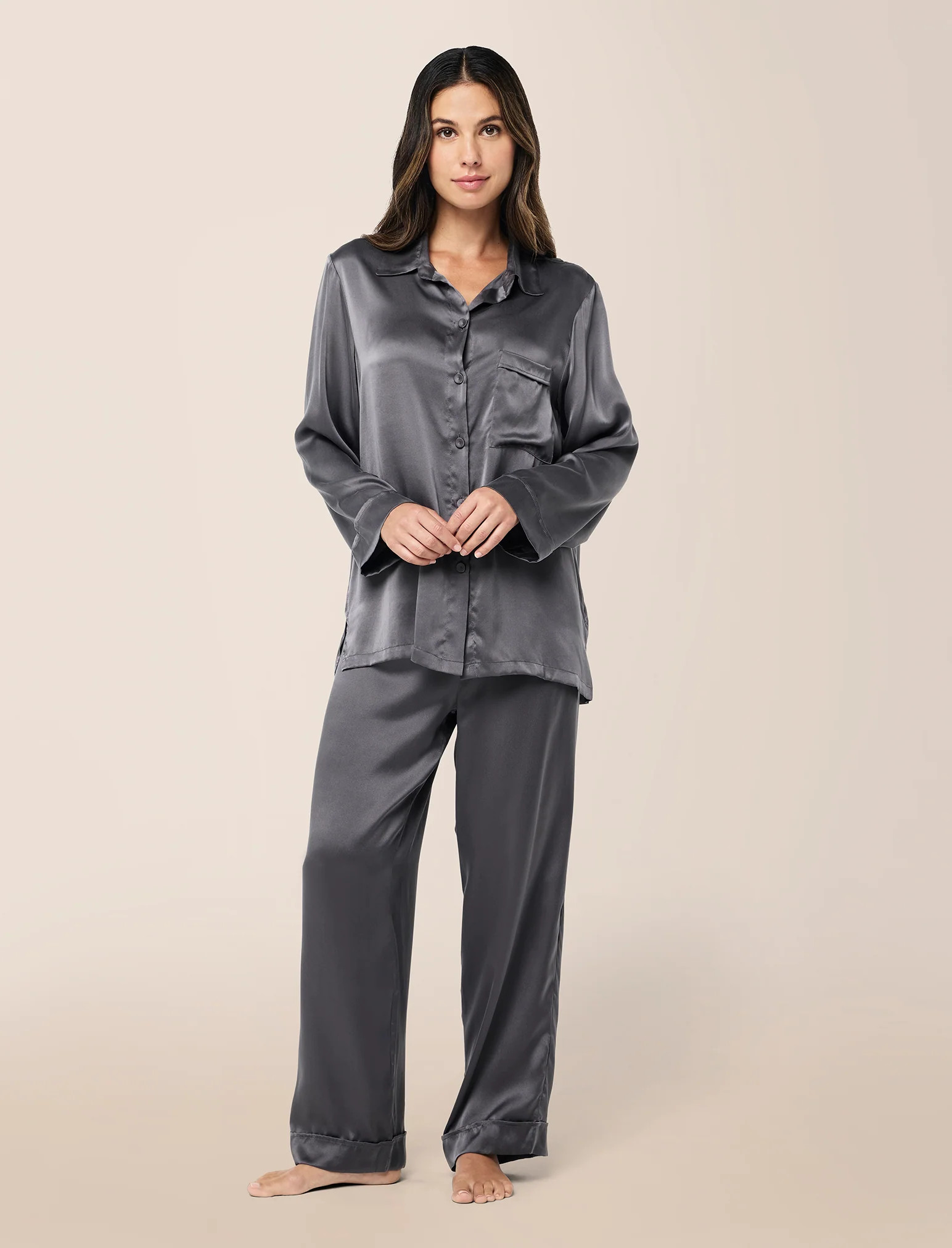 Audrey Washable Silk Full Length PJ Set | Papinelle Sleepwear US