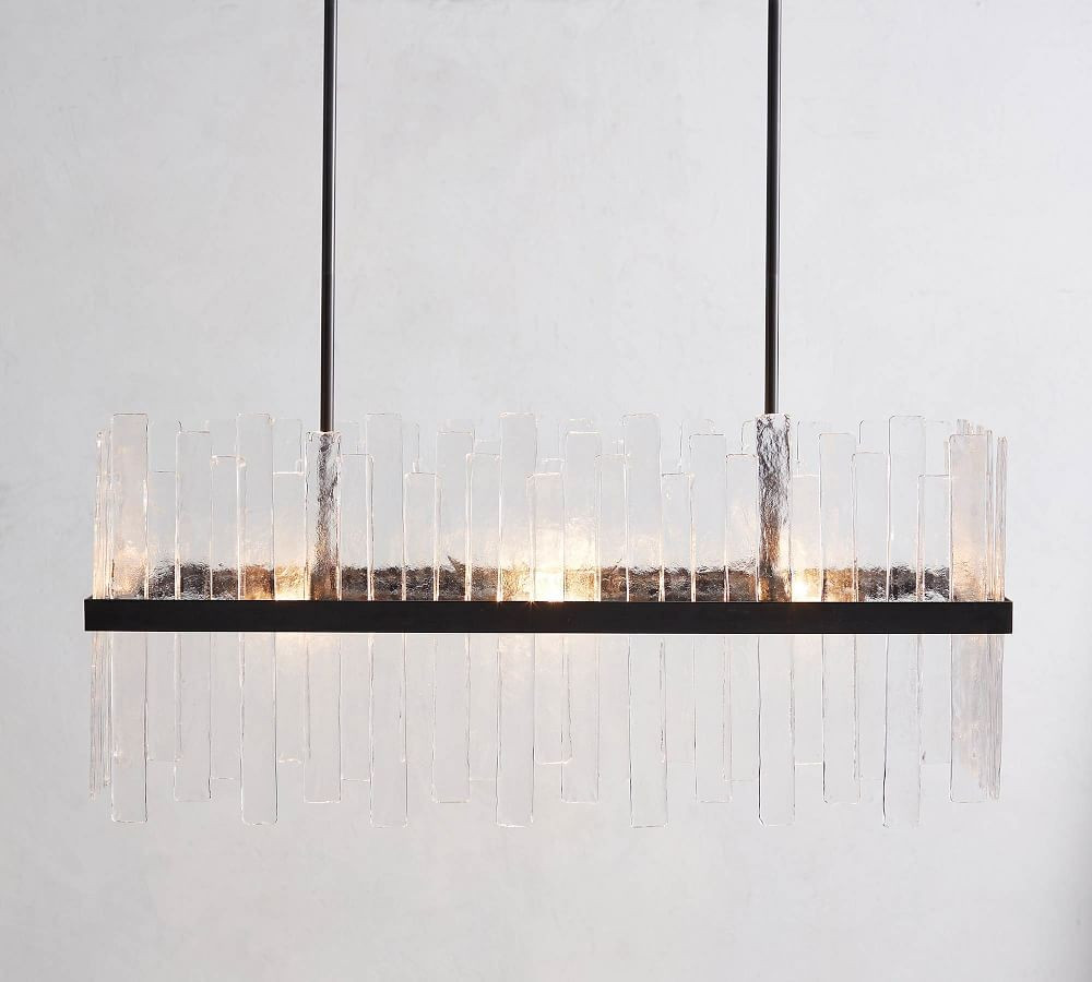 Sander Staggered Glass Rectangular Chandelier | Pottery Barn (US)