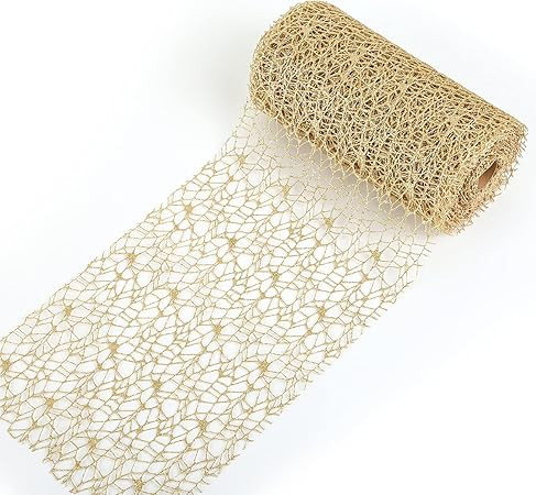 LEMESO 8.7 inch Wide x 10.9 Yards Long Chritmas Glitter Wired Sheer Ribbon, Mesh Giltter Ribbon, ... | Amazon (US)