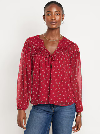 Tie-Front Chiffon Top | Old Navy (US)