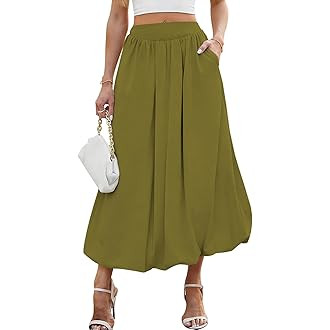NUFIWI Women Y2k Bubble Maxi Skirt Low Elastic Waist A Line Long Skirt Summer Casual Ruffle Pleat... | Amazon (US)