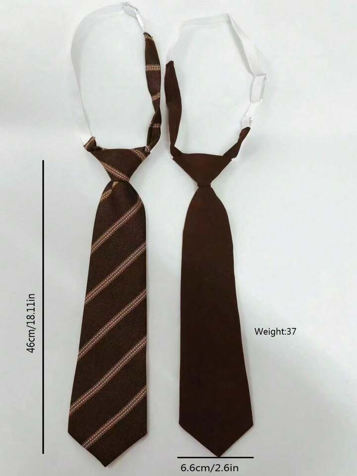 2pcs Handmade Solid Color & Diagonal Stripe Combination Polyester Necktie, Unisex For Students & ... | SHEIN