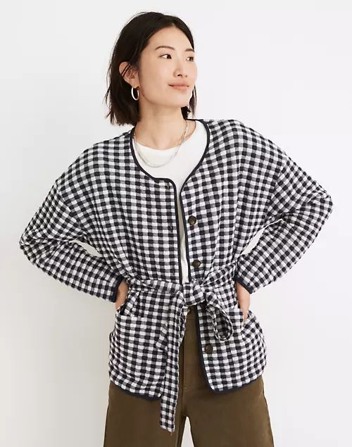 (Re)sourced Gingham Quilted Tie Jacket | Madewell