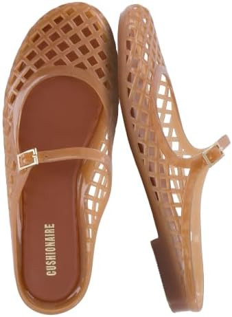 CUSHIONAIRE Java Casual Womens Jelly Flats with Adjustable Strap, Closed Toe Mary Janes Mule Desi... | Amazon (US)