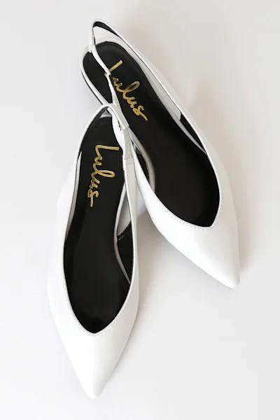 Chrystina White Pointed-Toe Slingback Flats | Lulus (US)