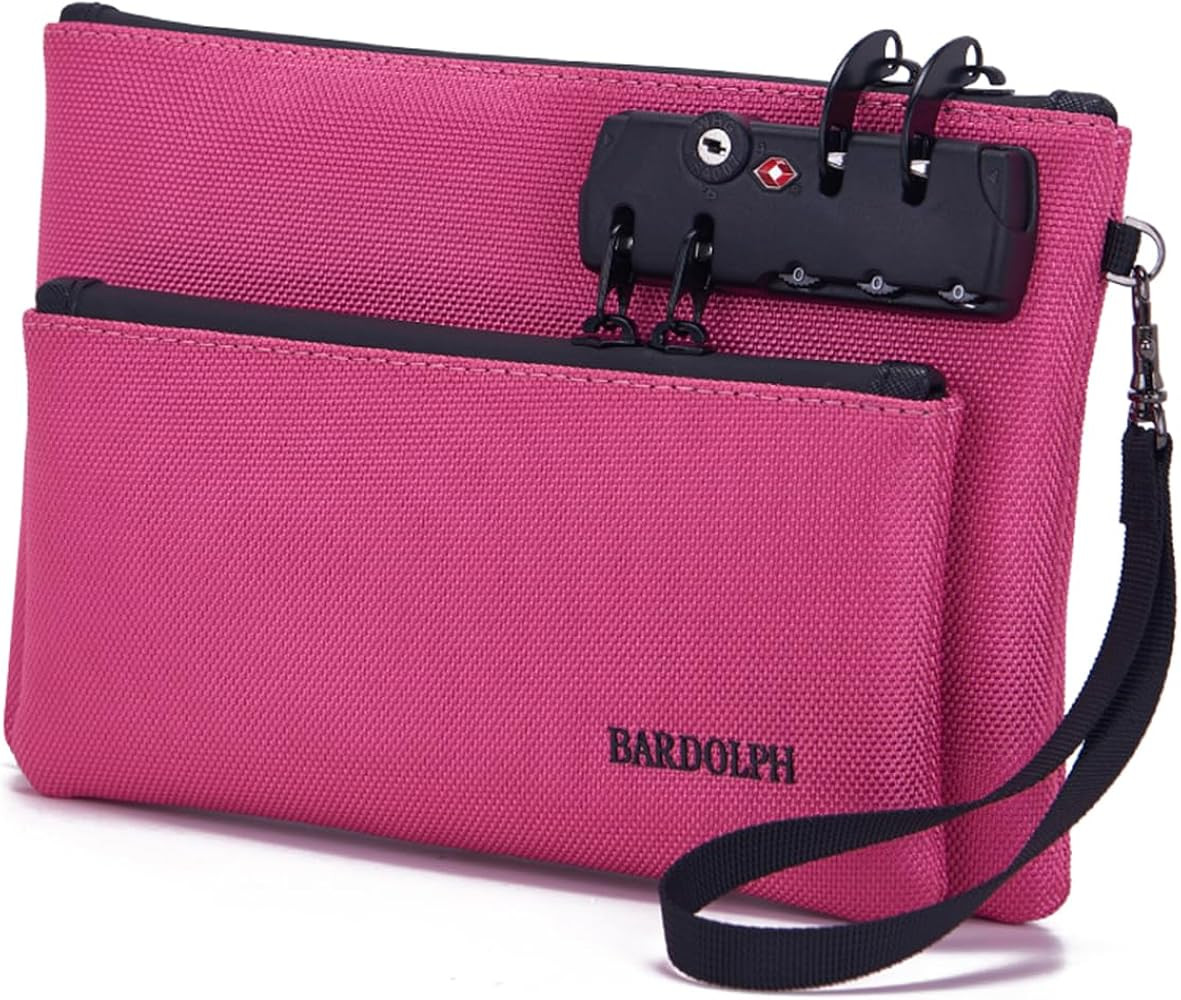 BARDOLPH Money Bag with Lock and Zipper, Double Layer Men & Women's Locking Accessories Pouch for Bank, Passports, Notary Supplies, Valuable Storage | Amazon (US)