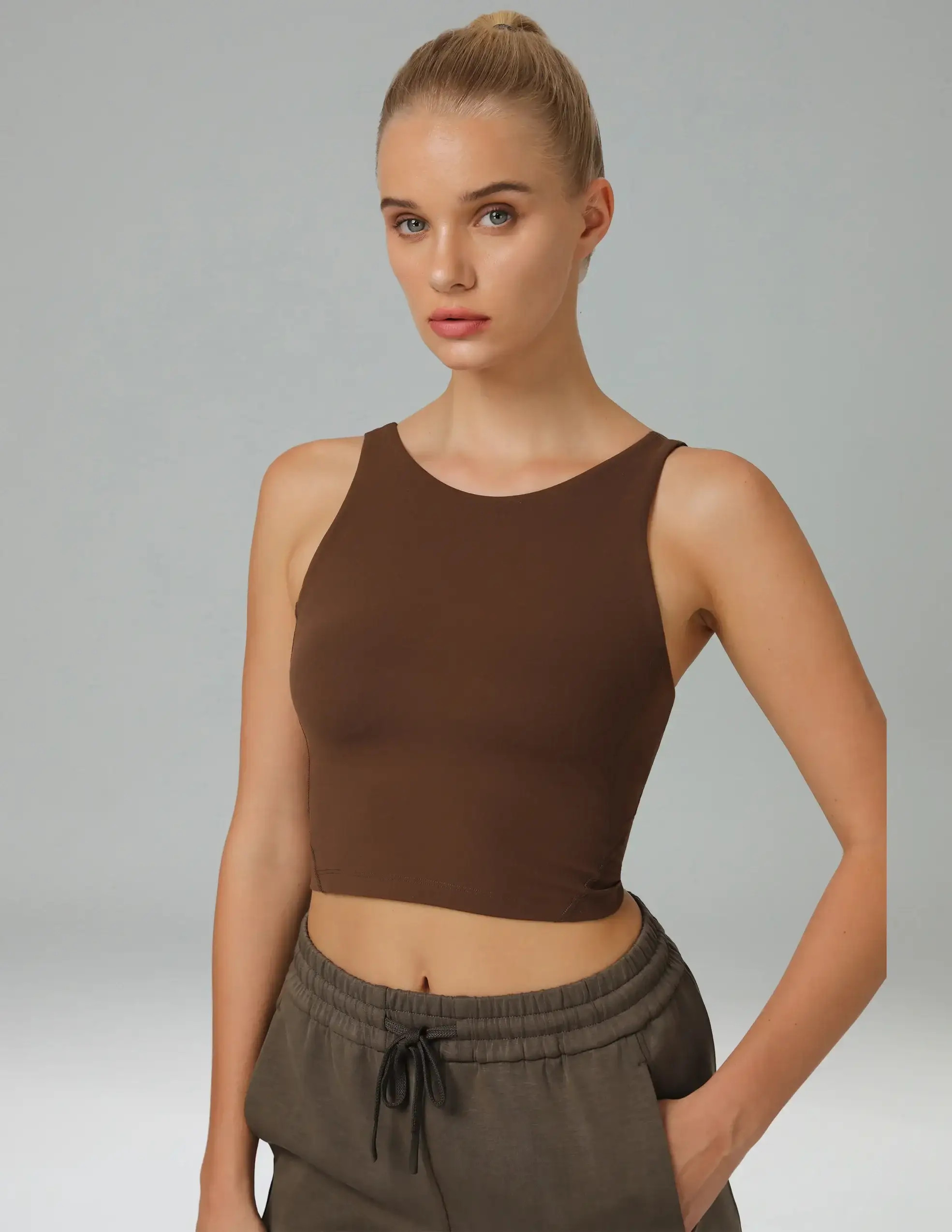 Dreamlux High Neck U-Back Workout Tank Top w/ Removable Padded Cups | Colorfulkoala