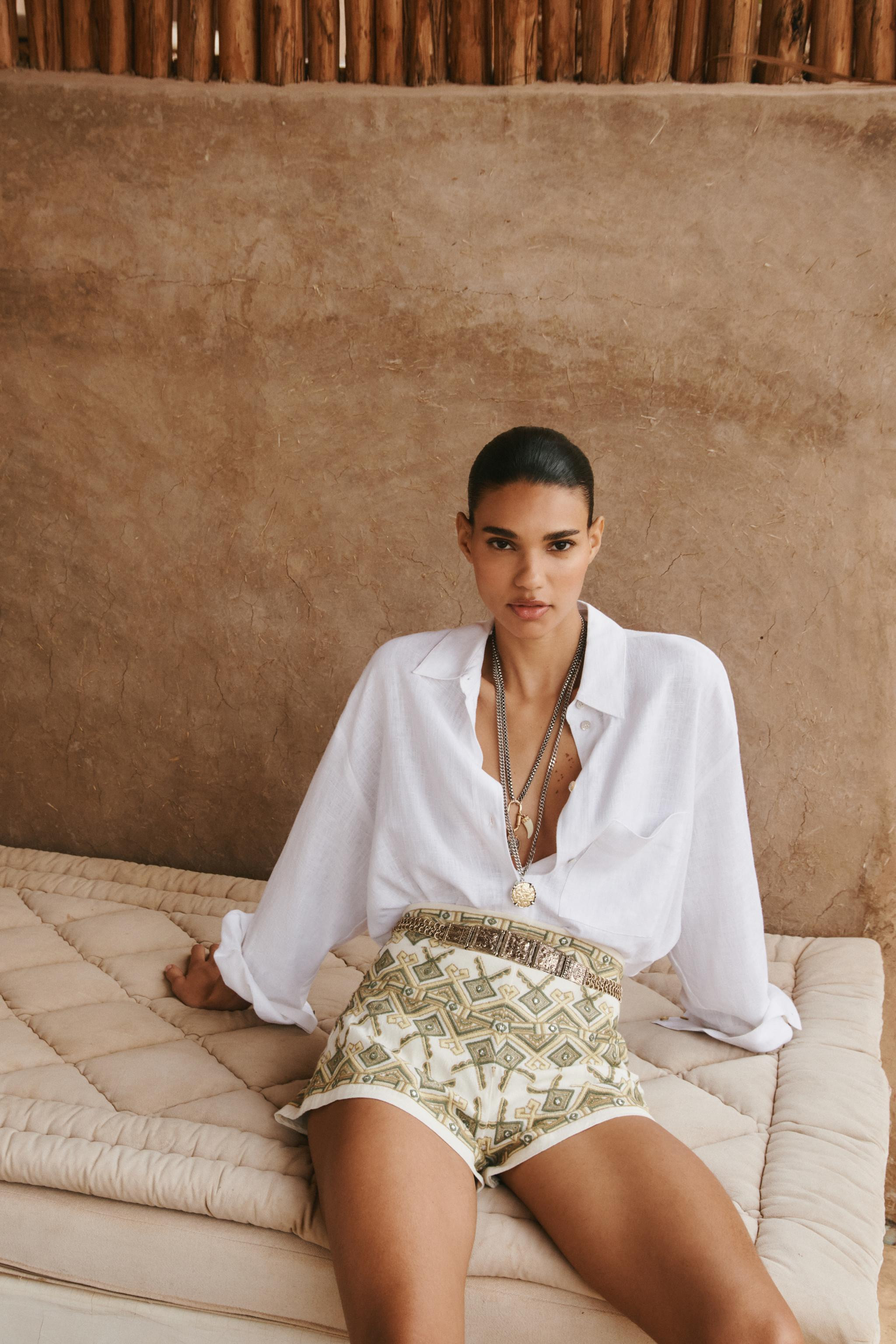 EMBROIDERED MIRROR SHORTS | Zara US