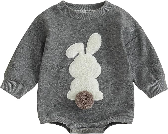 FIOMVA My First Easter Outfits Baby Girl Boy Fuzzy Bunny Costume Onesie Bubble Sweatshirt Romper ... | Amazon (US)