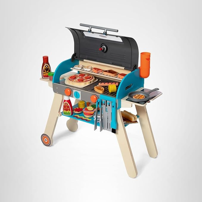 Melissa & Doug Deluxe Wooden Barbecue Grill, Smoker & Pizza Oven, Toy Food & Kids Play Kitchen Ac... | Amazon (US)