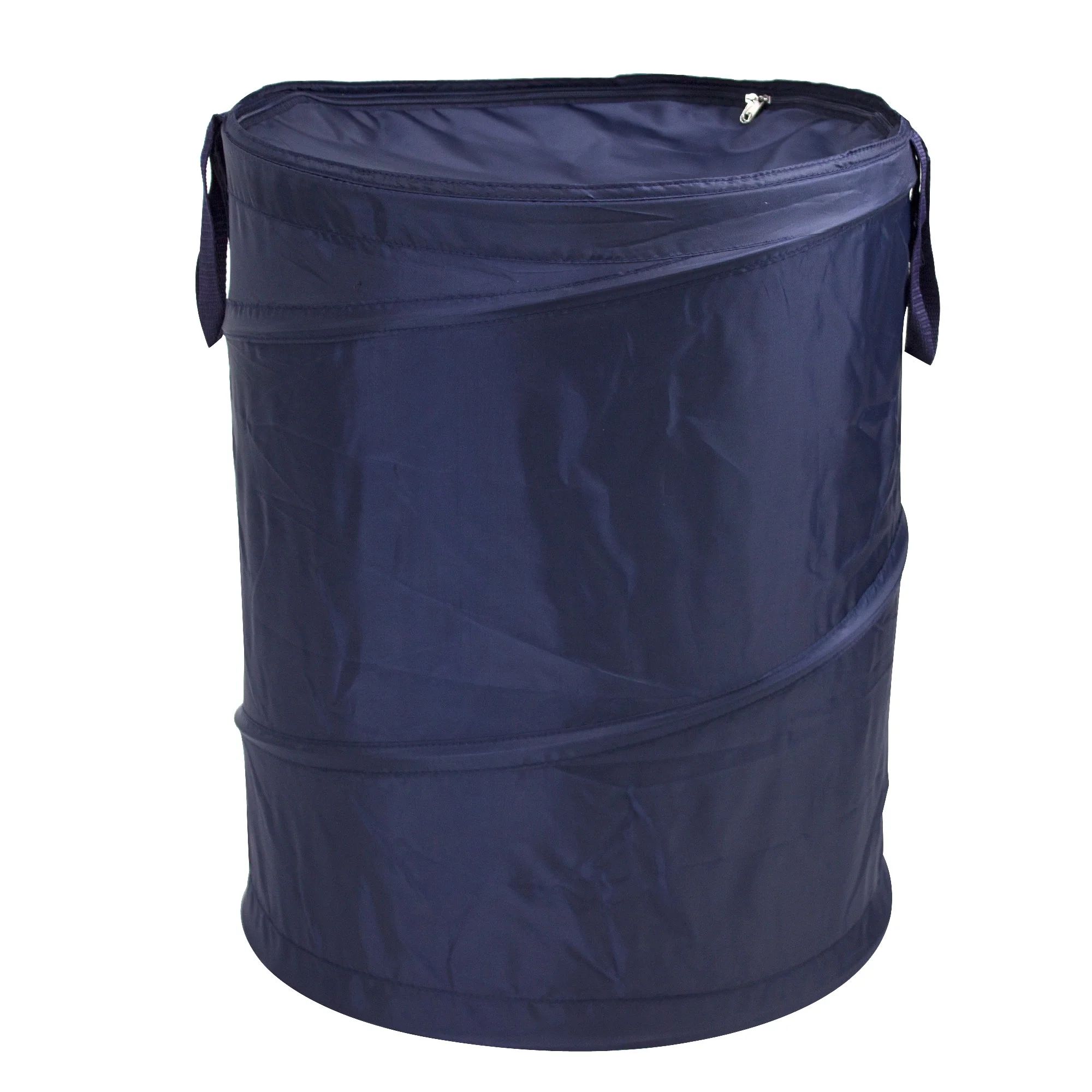 Mainstays Navy Polyester Spiral Pop-up Laundry Hamper with Zipper Lid | Walmart (US)