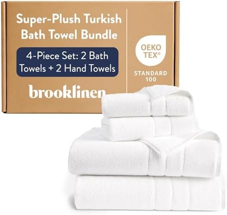 Brooklinen Super-Plush Bath Towel and Hand Towel Set - 2 Bath Towels, 2 Hand Towels - Cotton, Hig... | Amazon (US)