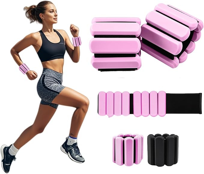 1lb Ankle & Wrist Weights for Women - Set of 2 (Total 2lbs) Adjustable Silicone Bracelets for Wal... | Amazon (US)