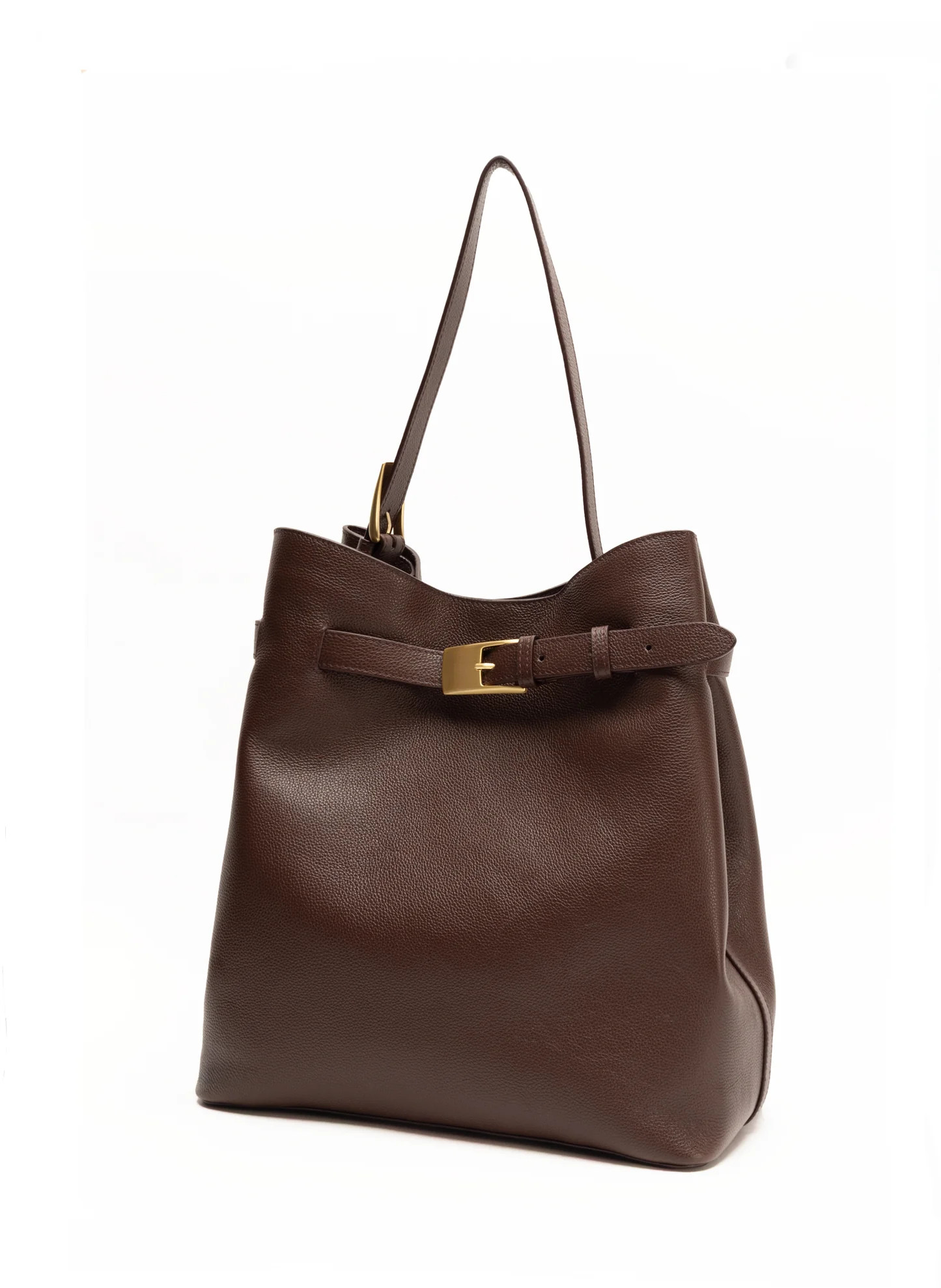 Belt Bag Pebbled Leather Dark Brown - Women's Laptop Tote - Elleme | Elleme