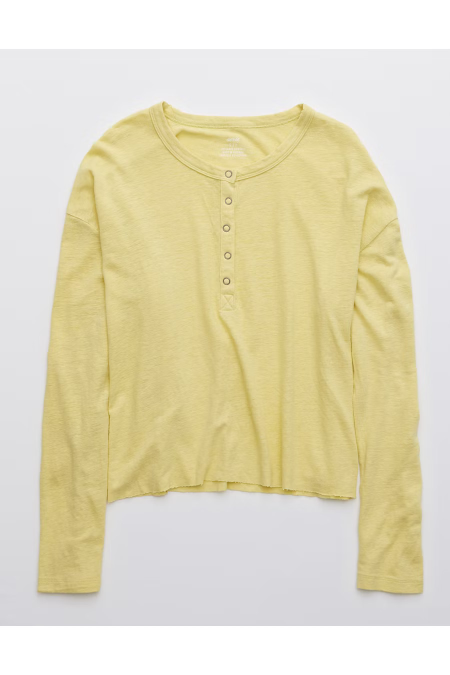 Aerie Linen Breezy Henley T-Shirt Women's Mustard Field XL | American Eagle Outfitters (US & CA)