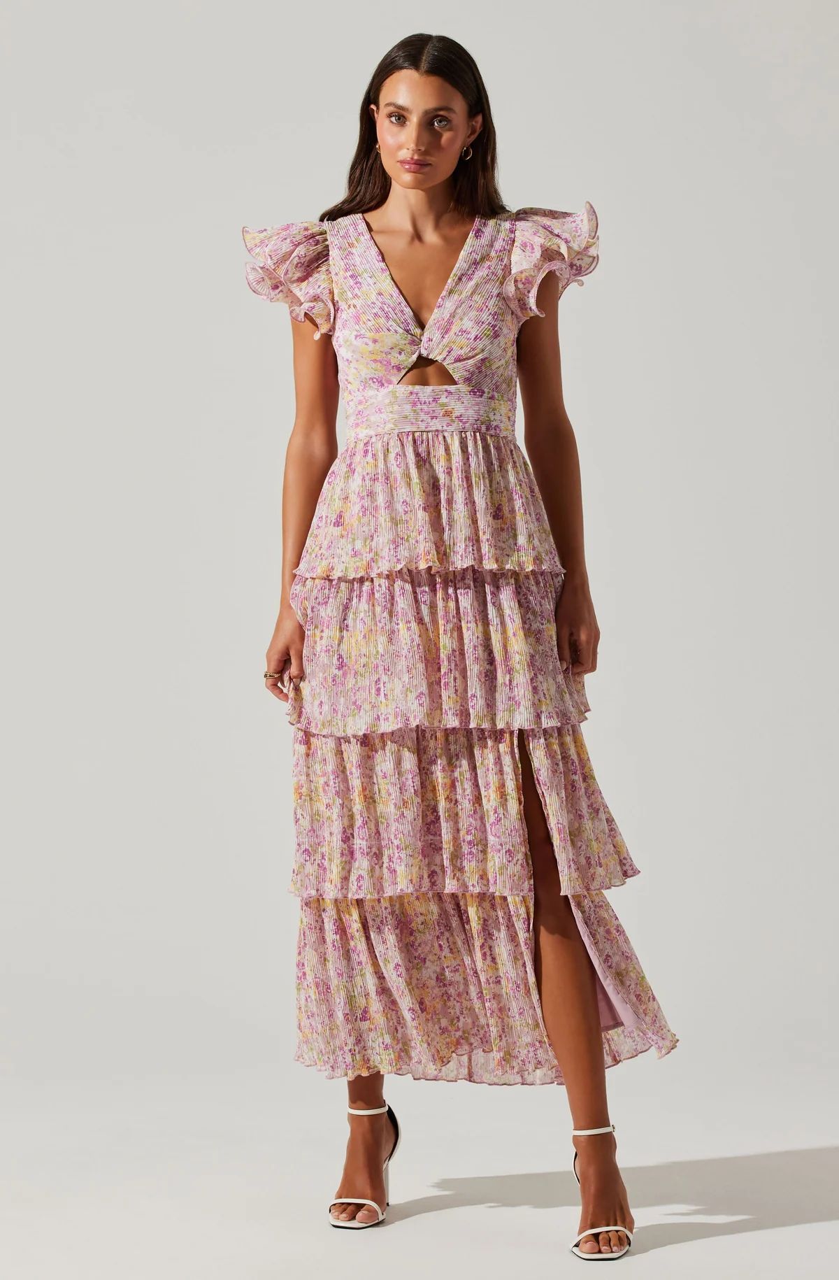 Emporia Floral Pleated Tiered Midi Dress | ASTR The Label (US)