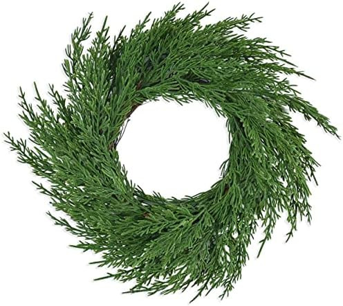 Vita Domi 12” Diameter Artificial Cedar Wreath Life Like Poly Two Tone Green Decorative Wreath ... | Amazon (US)