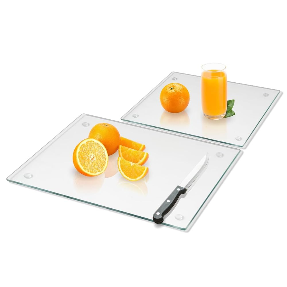 Tempered Glass Cutting Board for Kitchen, Clear Glass Board for Countertop, Heat Resistant, with ... | Amazon (US)