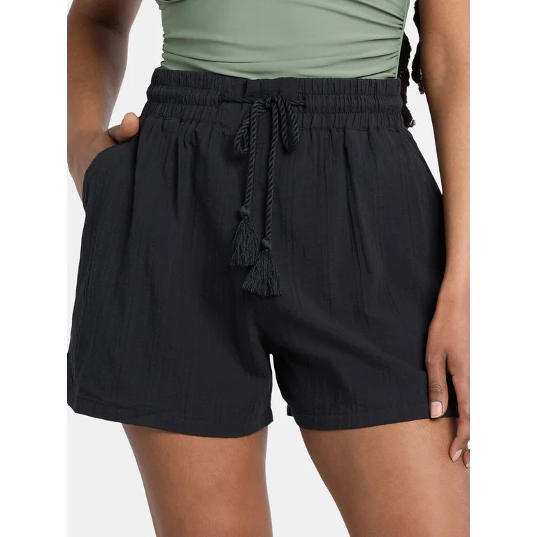 Time and Tru Women’s and Women’s Plus Textured Cotton Coverup Shorts, Sizes XS-3X | Walmart (US)