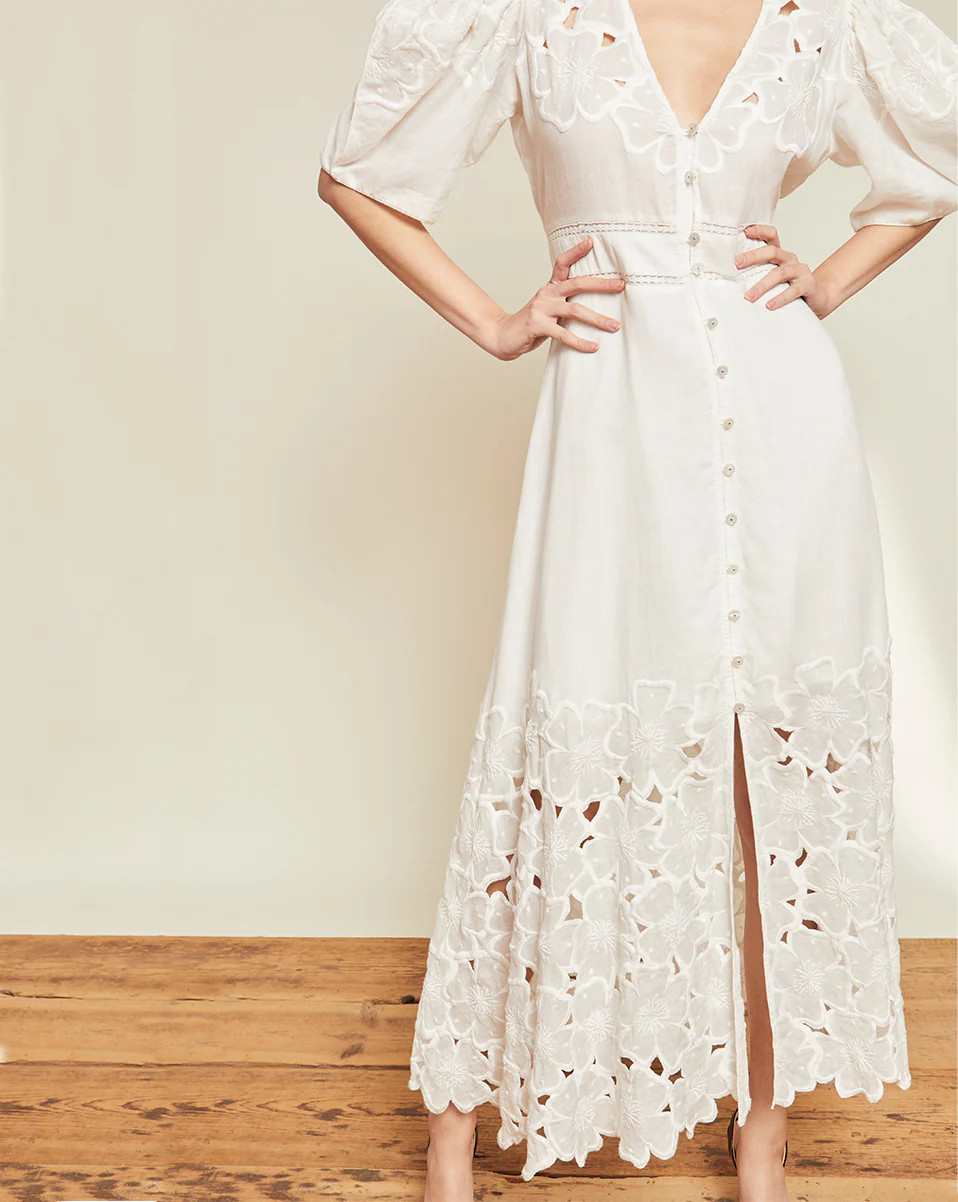 Veronica Beard Hope Eyelet Maxi Dress White | Veronica Beard