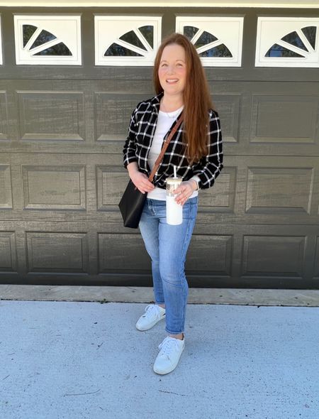 Casual style, affordable fashion, everyday style, plaid, flannel, gap jeans, white sneakers, Madewell bag, Target style, Amazon finds 

#LTKunder100 #LTKitbag #LTKstyletip