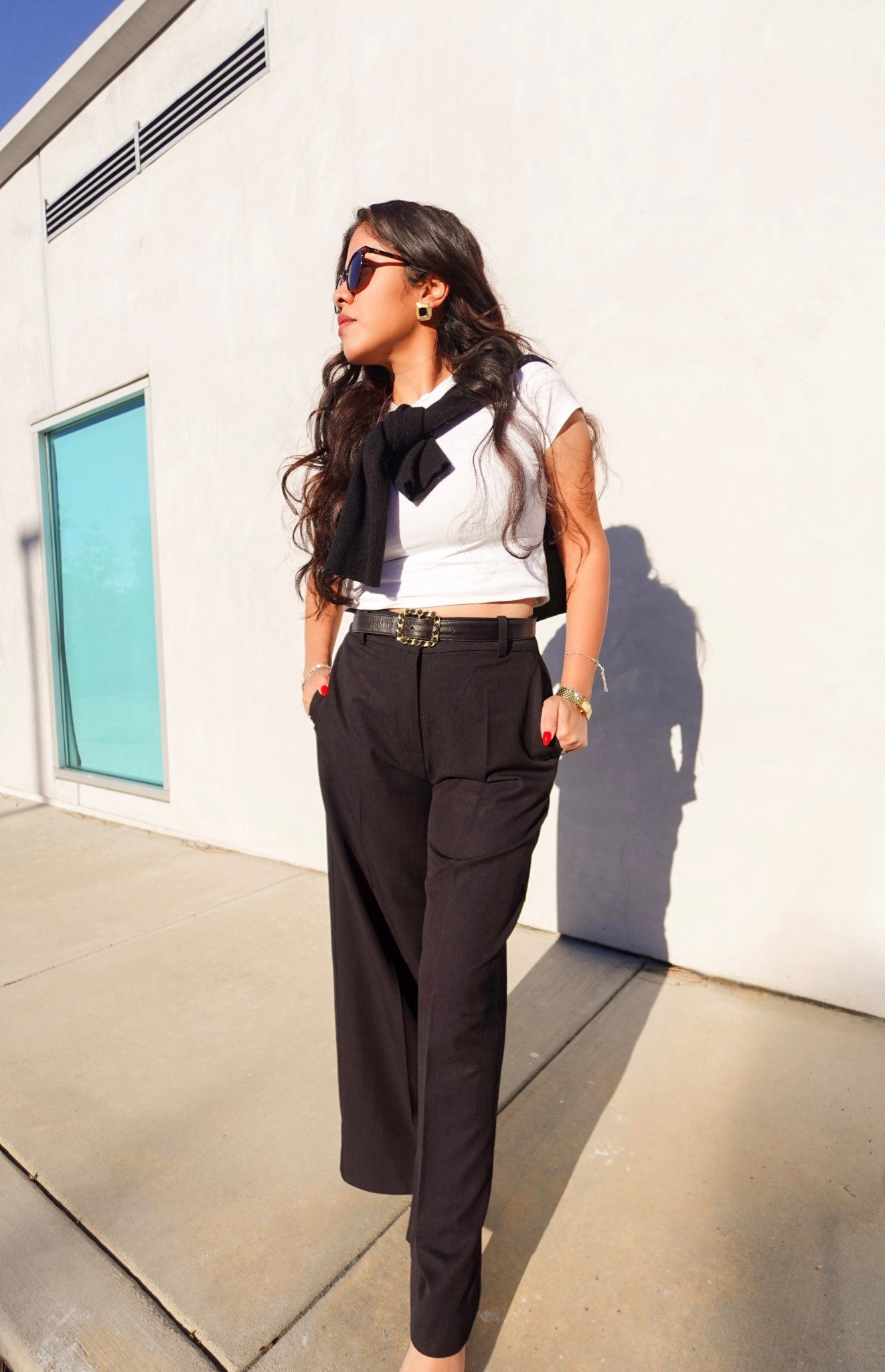 Outfit of the Day Details:

Top- Cotton On
Pants - HM
Belt - vintage Chanel 
Sweater - Jcrew
Earrings - Amazon
Shoes - Manolo Blahnik 

#LTKootd #LTKgrwm #LTKPetite