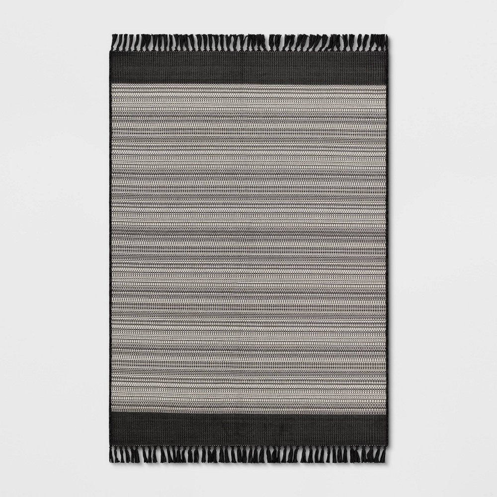 9' x 12' Fringe Outdoor Rug Striped Black - Project 62™ | Target