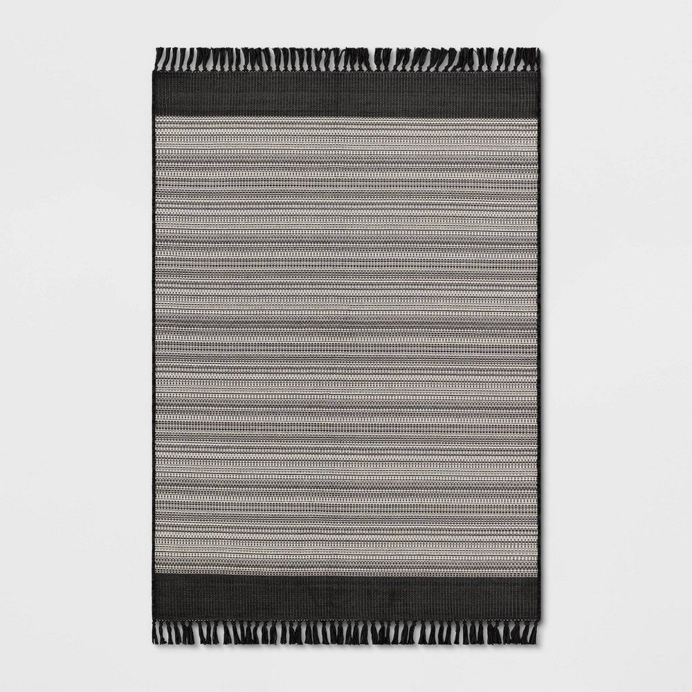 9' x 12' Fringe Outdoor Rug Striped Black - Project 62™ | Target