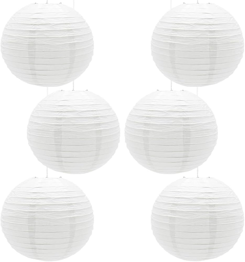 6 Pcs Paper Lanterns 12-Inch White Chinese Japanese Round Hanging Decoration Paper Lanterns for H... | Amazon (US)