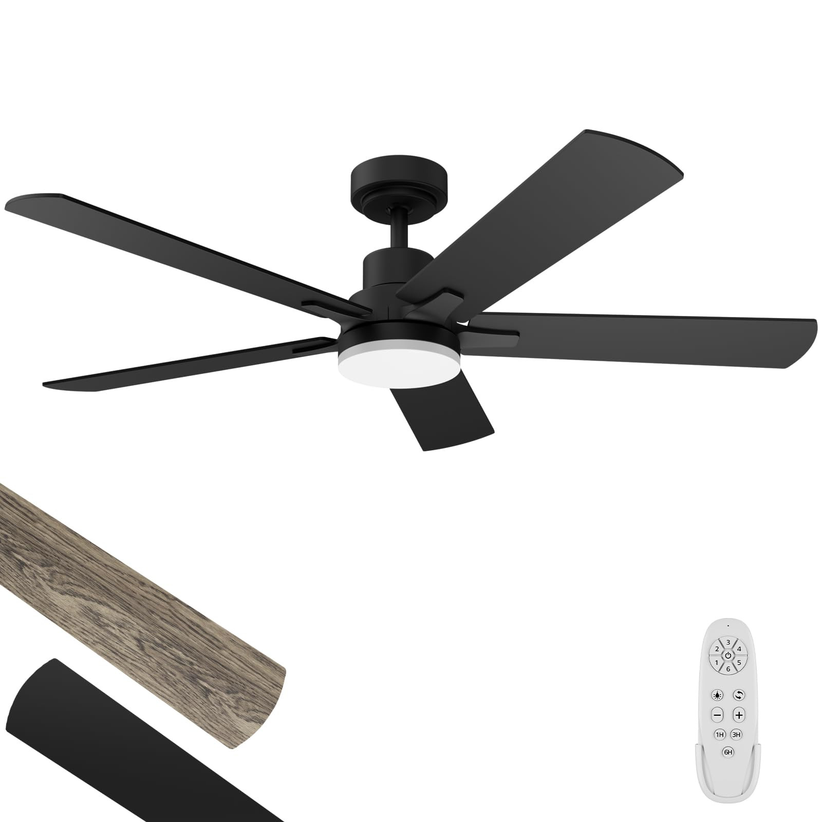 Ceiling Fan With Light 52-Inch, Remote Control Reversible DC Motors, 3CCT Dimmable Timer Noiseless, Black Ceiling Fan for Bedroom Living Room, Indoor&Outdoor ETL Listed | Amazon (US)
