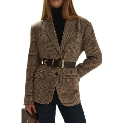 Favorite Daughter The Dean Glen Plaid Blazer in Brown Glen Plaid at Nordstrom, Size X-Large | Nordstrom