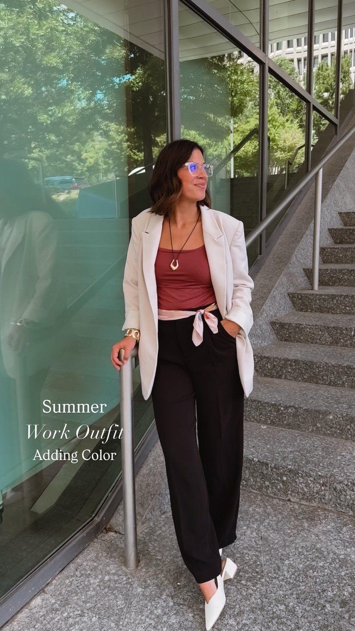 You don’t have to wear head-to-toe neutrals to look professional. Here’s how:

1. Start with one colorful piece
    Try a colored blouse, sweater, or skirt with neutral trousers.
2. Use color in accessories
    A handbag, shoes, belt, or scarf is the easiest low-commitment way to add personality.
3. Choose muted or sophisticated shades
    Think burgundy, olive, dusty blue, plum, blush, or deep red instead of super-bright primary colors.
4. Pair color with a neutral anchor
    Let your colorful piece be the focal point, then ground it with black, navy, cream, camel, gray, or taupe.

#businesscasual #businesscasualoutfit #workwear #officeoutfit #workwearstyle