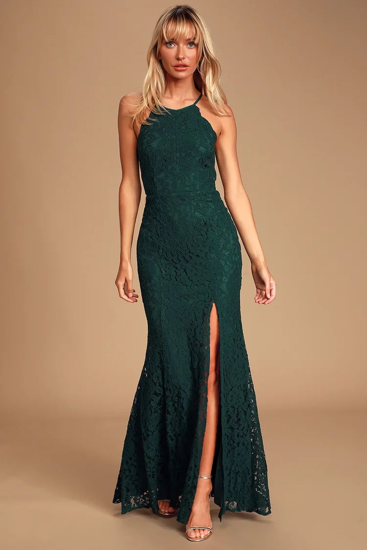 Splendor of Love Emerald Green Lace Maxi Dress | Lulus (US)