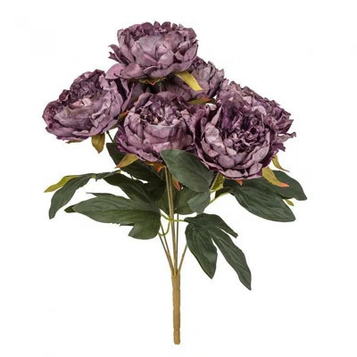 Purple 7 Open Peony Bouquet Artificial Flower | Wayfair North America