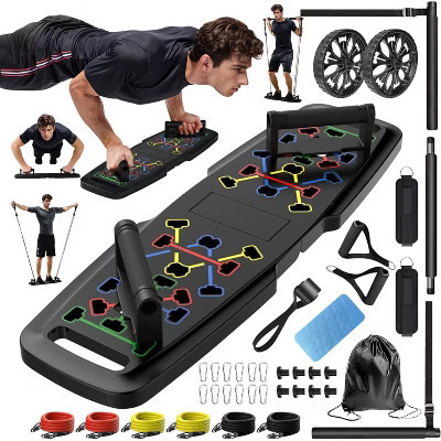 Home Gym Set: Push Up Board, Pilates Bar, Ab Roller & Resistance Bands, Portable Exercise Equipment | Target