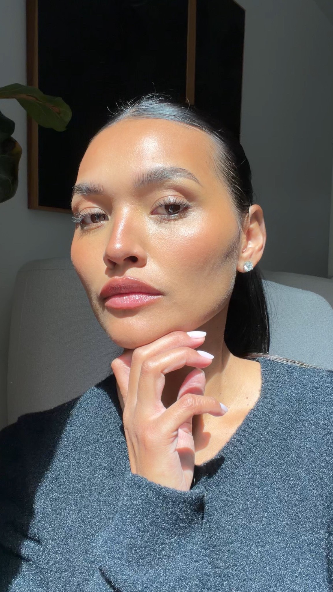 Skin is stick bronzer in medium tan, concealer all over face is glossier stretch in medium tan 1, blush is float by glossier, lip is Rhode lip shape in lean  

#LTKBeauty