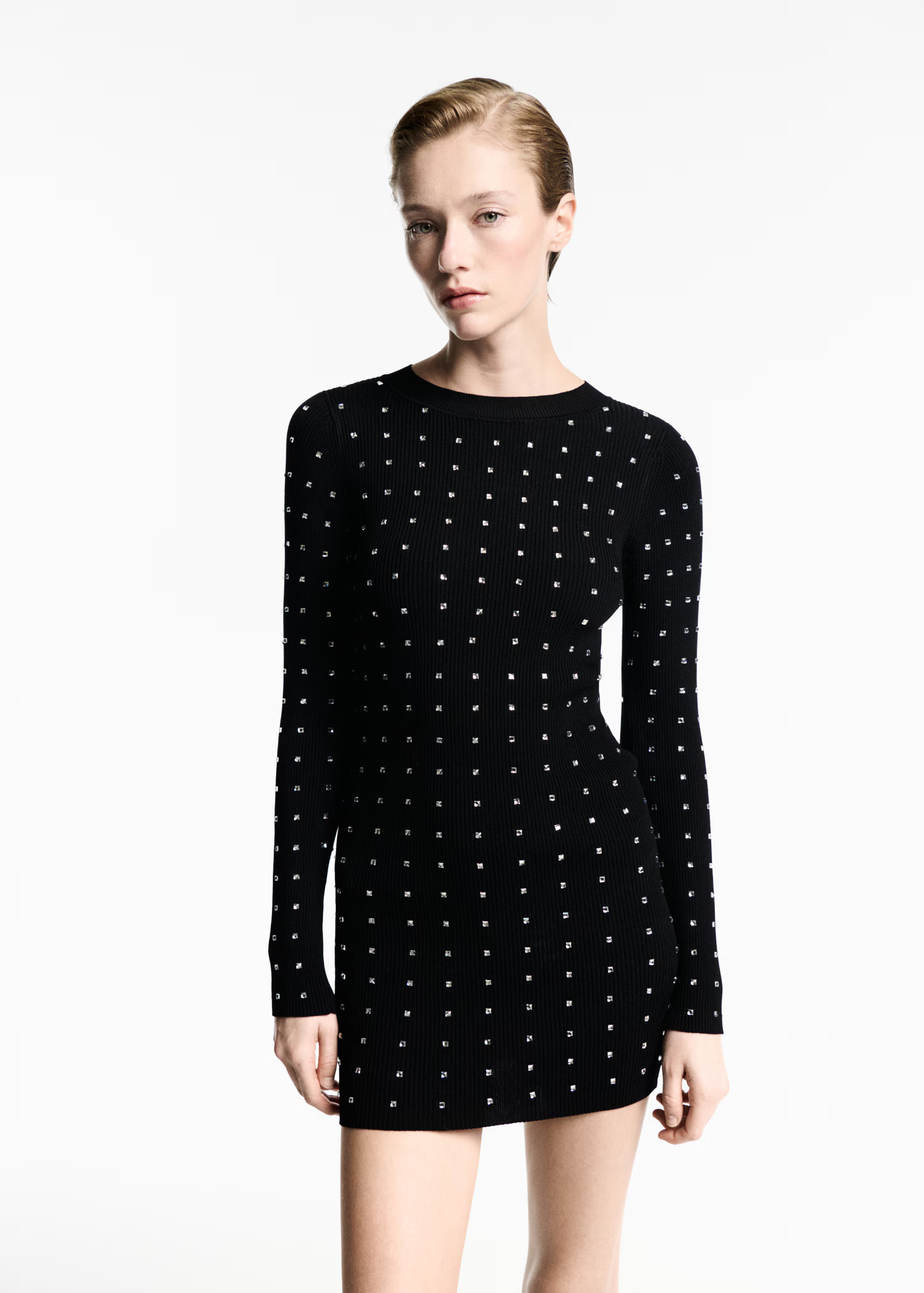 Knitted dress with rhinestone detail | Mango (US/MX/AU)
