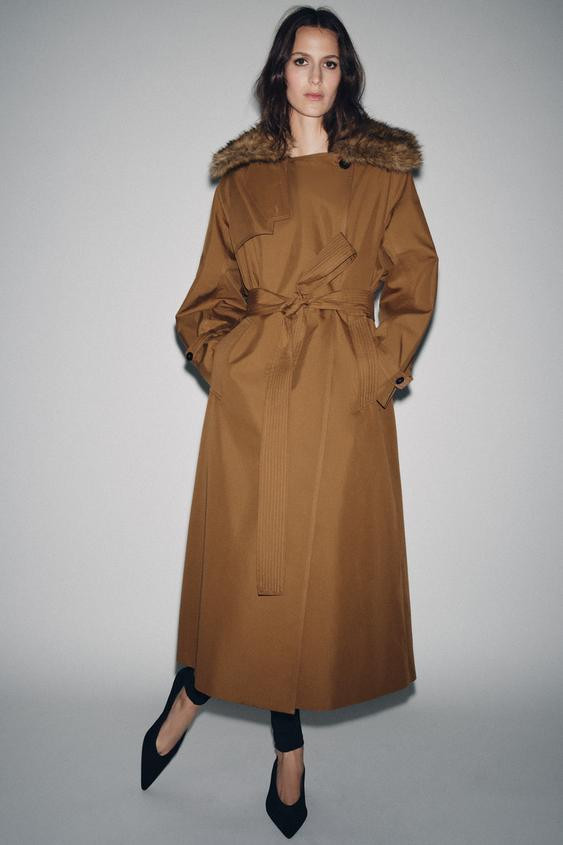 OVERSIZE FAUX FUR COLLAR TRENCH COAT ZW COLLECTION LIMITED EDITION | Zara UK
