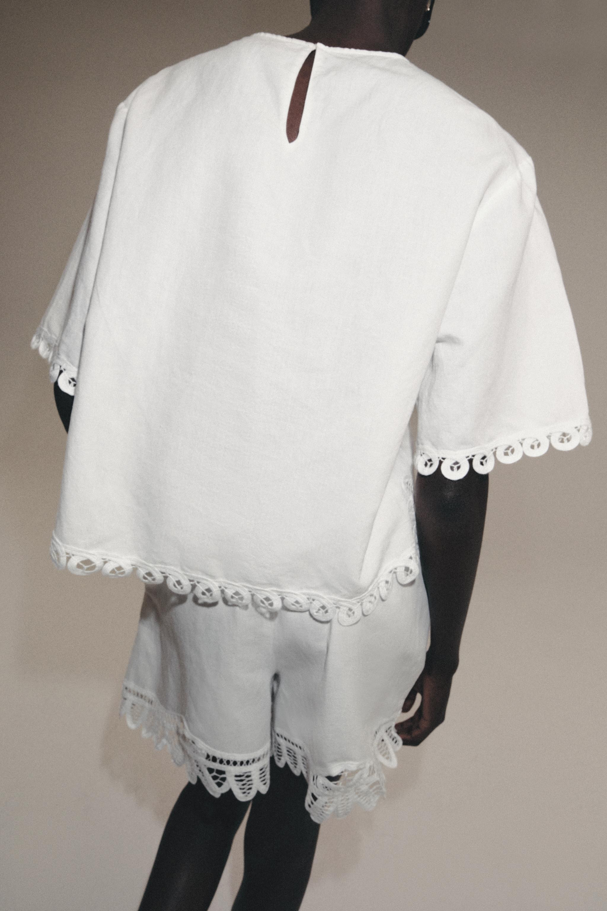 EMBROIDERED LINEN BLEND SHORTS ZW COLLECTION | Zara US