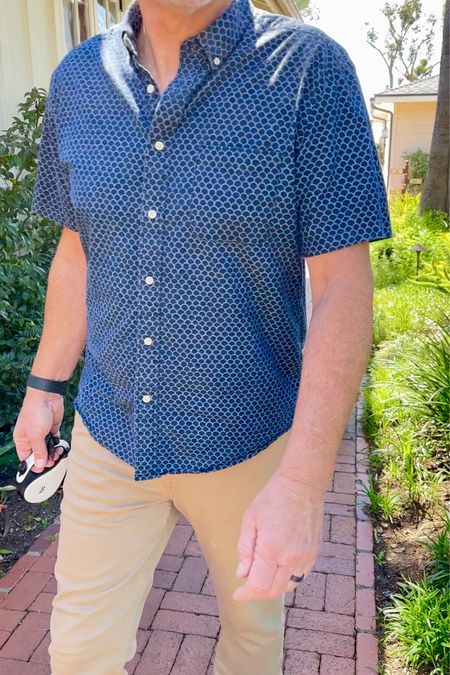 Faherty is one of Jeff’s favorite brands and this shirt is one he’s worn on repeat since last summer. 💙 He has it in 2 different colors. 
His traveler pants from Banana Republic have a great stretch and they’re another go to. He has 4 colors. Super comfortable  He’s wearing a size 34/32. The fit is tts. 


#LTKmens