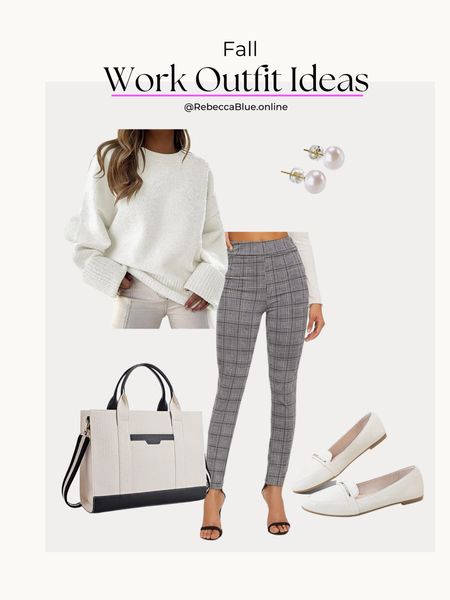 Work Outfits
Office Outfits 
Fall outfits 
Loafers 
Tote bag 
White sweater 
Oversized Sweater 
Chunky Sweater 
Amazon
Nordstrom
H&M
Plaid pants 
Cropped pants 

#LTKFind #LTKworkwear #LTKunder100