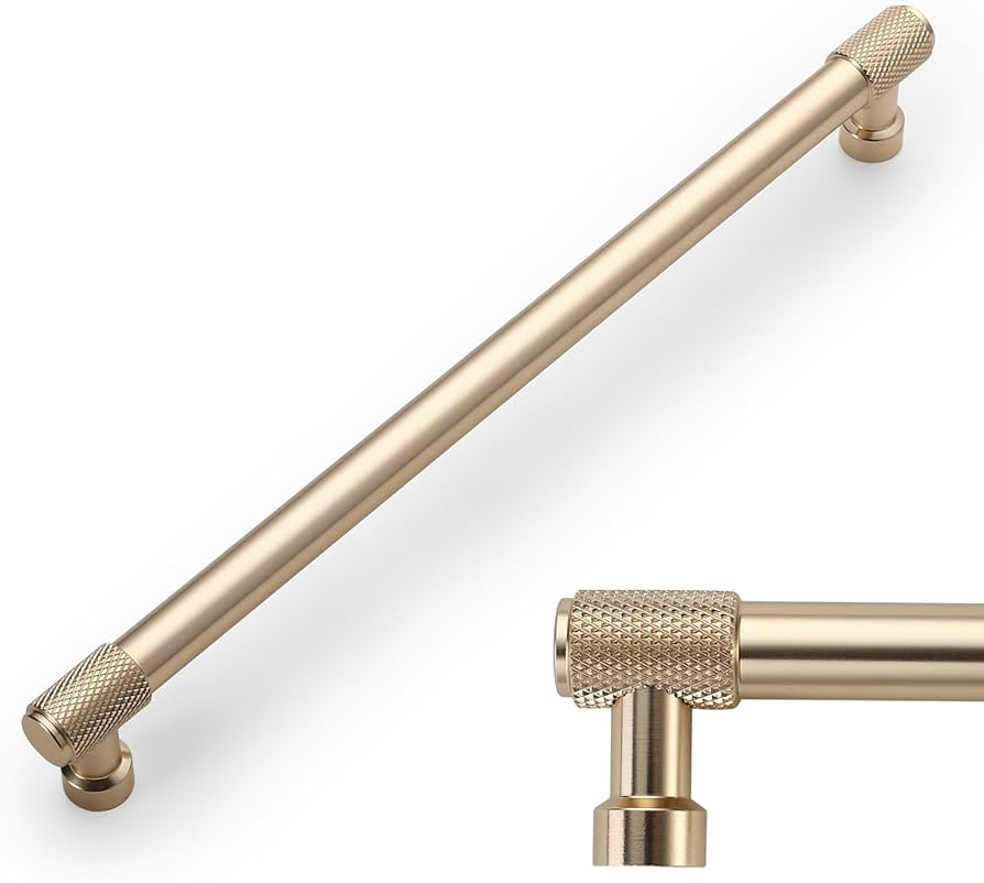 Amerdeco 10 Pack Brushed Brass Knurled Cabinet Pulls 9 Inch(228mm) Hole Center Gold Kitchen Cabin... | Amazon (US)