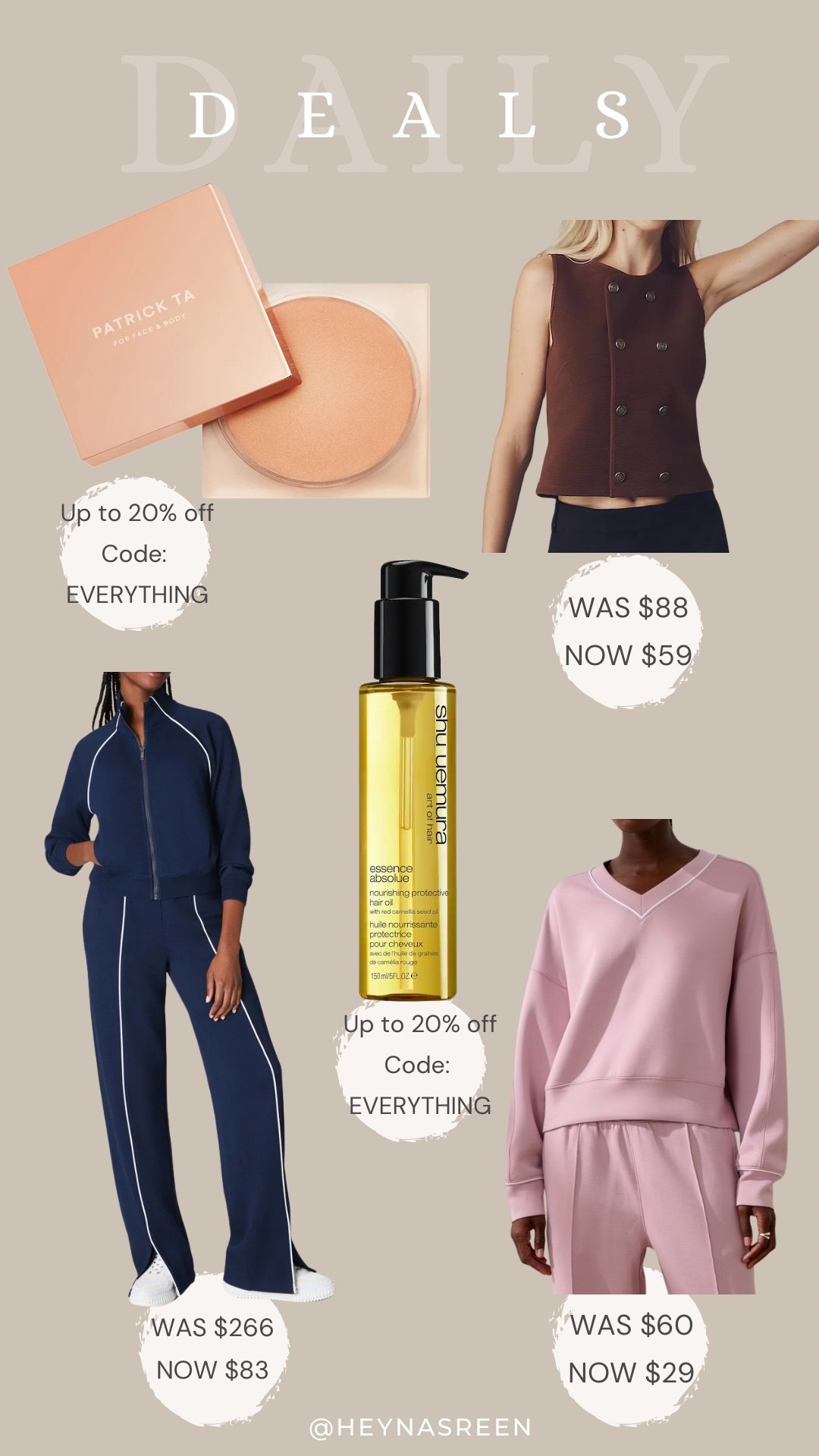 Daily deals on Patrick Ta major glow balm, Anthropologie vest, Abercrombie sweatshirt, Shu Uemura hair oil, Spanx set 